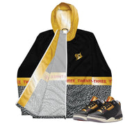 Retro 3 "Black Gold" Light Weight Windbreaker - Sneaker Tees to match Air Jordan Sneakers