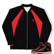 Retro 1 Bred Patent Vintage Style Bomber Jacket - Sneaker Tees to match Air Jordan Sneakers