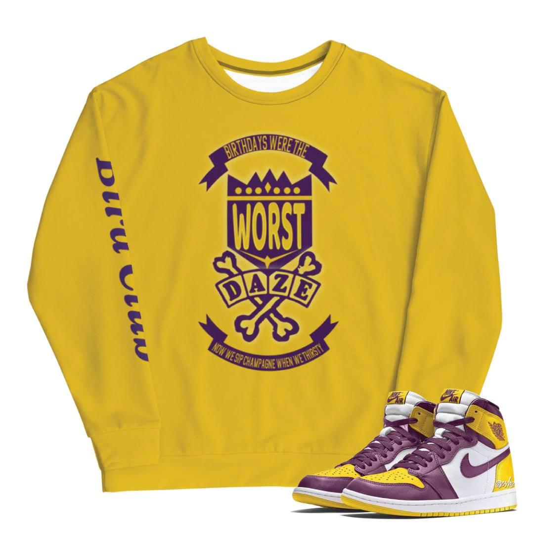 Retro 1 Brotherhood "School Daze" Crewneck - Sneaker Tees to match Air Jordan Sneakers