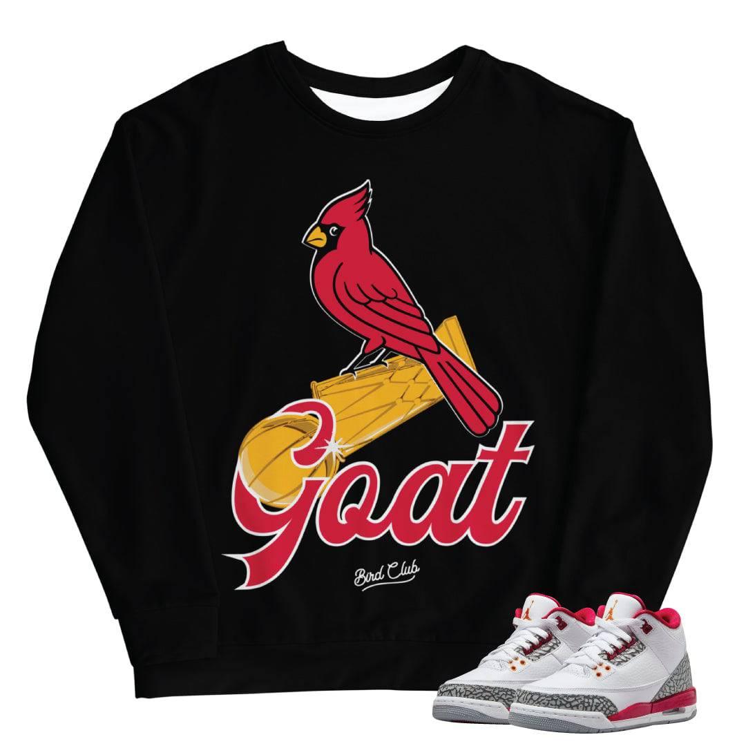 Retro 3 Cardinal Red Sweat Shirt - Sneaker Tees to match Air Jordan Sneakers