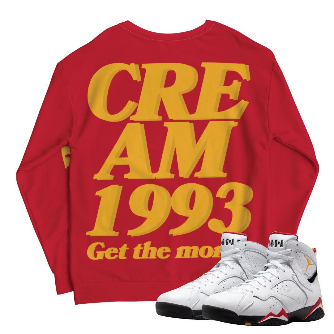 Retro 7 Cardinal Dolla Dolla Sweatshirt - Sneaker Tees to match Air Jordan Sneakers
