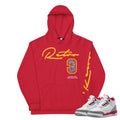 Retro 3 Cardinal Red Hoodie - Sneaker Tees to match Air Jordan Sneakers