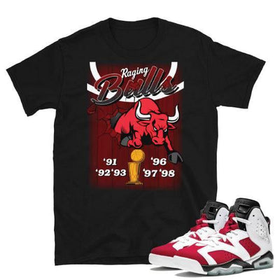 Retro 6 Carmine Bulls shirt - Sneaker Tees to match Air Jordan Sneakers