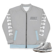Retro 11 Cool Grey Bomber Jacket - Sneaker Tees to match Air Jordan Sneakers