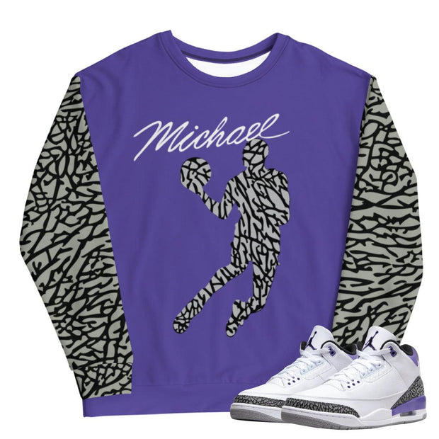 Retro 3 Dark Iris Sweater - Sneaker Tees to match Air Jordan Sneakers