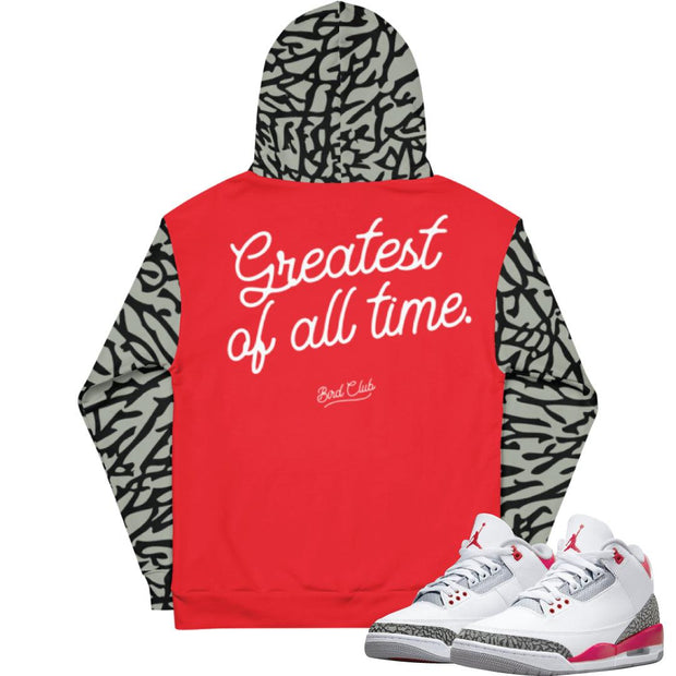 Retro 3 Fire Red OG Hoodie - Sneaker Tees to match Air Jordan Sneakers