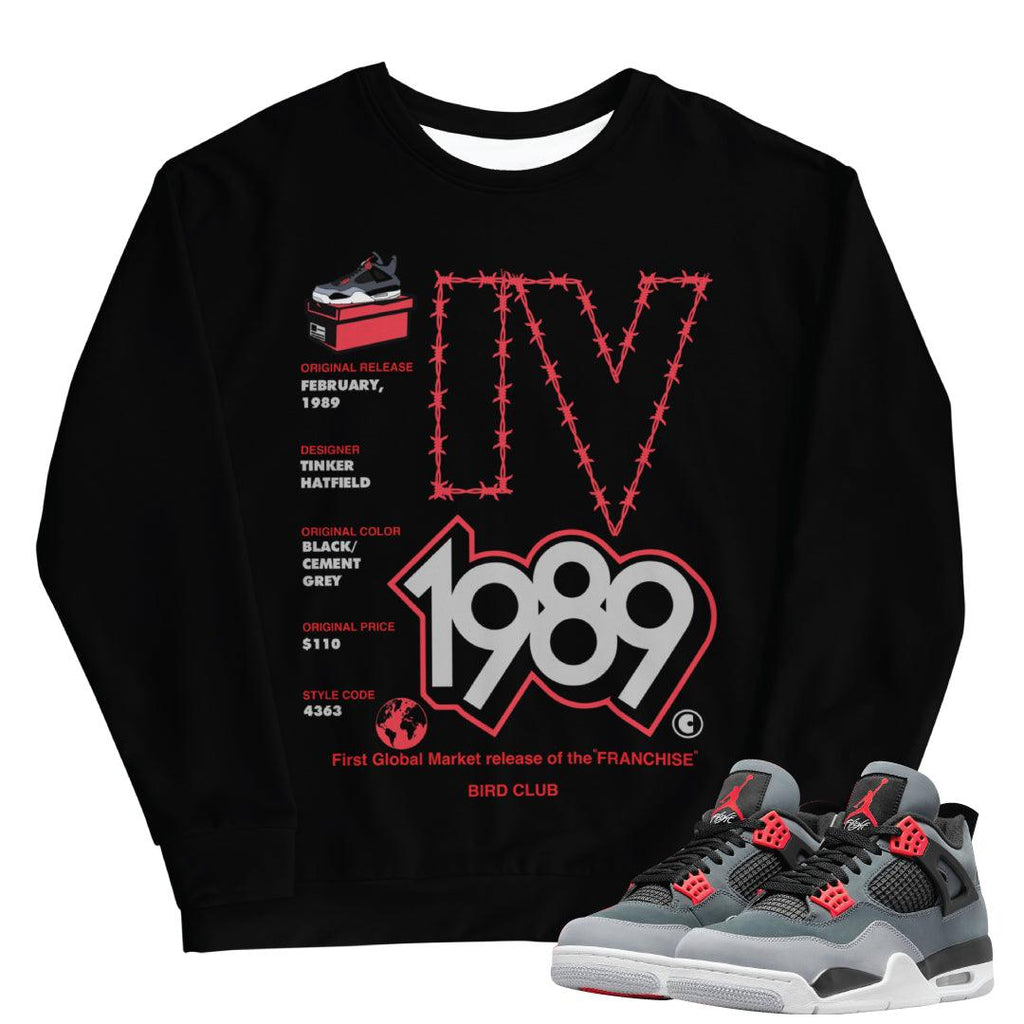 Retro 4 Infrared Sweatshirt - Sneaker Tees to match Air Jordan Sneakers