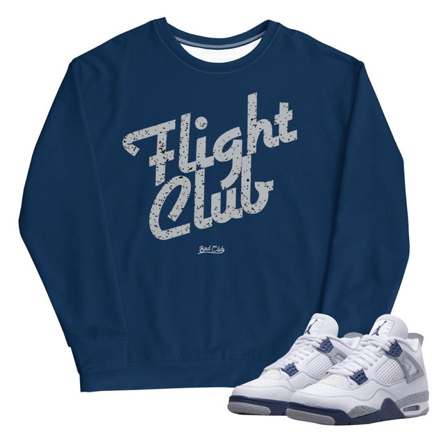 Retro 4 Midnight Navy Cement Flight Club Sweatshirt - Sneaker Tees to match Air Jordan Sneakers