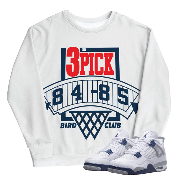 Retro 4 Midnight Navy Cement Draft Lottery Sweatshirt - Sneaker Tees to match Air Jordan Sneakers