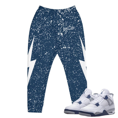 Retro 4 Midnight Navy Cement Splatter Joggers - Sneaker Tees to match Air Jordan Sneakers