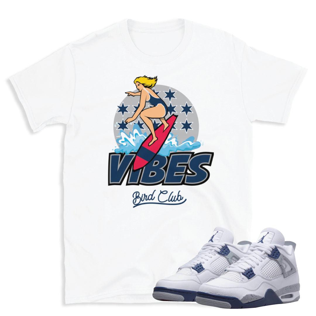Retro 4 Midnight Navy Cement Vibes Shirt - Sneaker Tees to match Air Jordan Sneakers