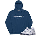 Retro 4 Midnight Navy Cement Hoodie - Sneaker Tees to match Air Jordan Sneakers