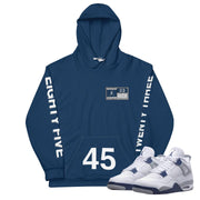 Retro 4 Midnight Navy Cement Hoodie - Sneaker Tees to match Air Jordan Sneakers