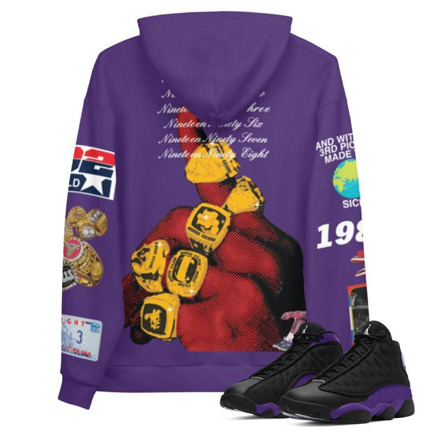 Retro 13 Court Purple Hoodie - Sneaker Tees to match Air Jordan Sneakers