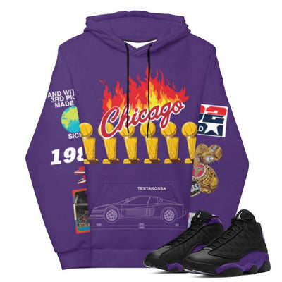 Retro 13 Court Purple Hoodie - Sneaker Tees to match Air Jordan Sneakers