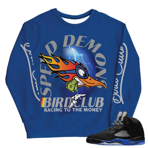 Retro 5 Racer Blue sweat-shirt - Sneaker Tees to match Air Jordan Sneakers