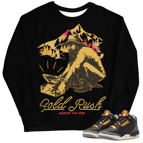 Retro 3 "Black Gold" Sweatshirt - Sneaker Tees to match Air Jordan Sneakers