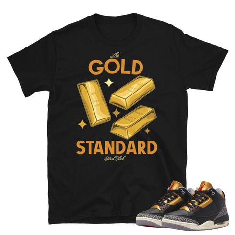 Retro 3 "Black Gold" Gold Standard Shirt - Sneaker Tees to match Air Jordan Sneakers