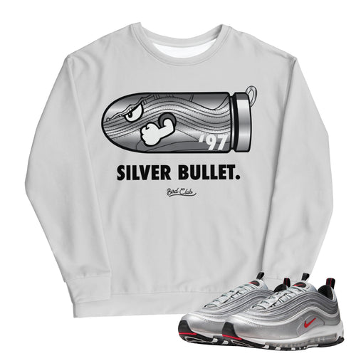 Air Max 97 Silver Bullet Sweatshirt - Sneaker Tees to match Air Jordan Sneakers