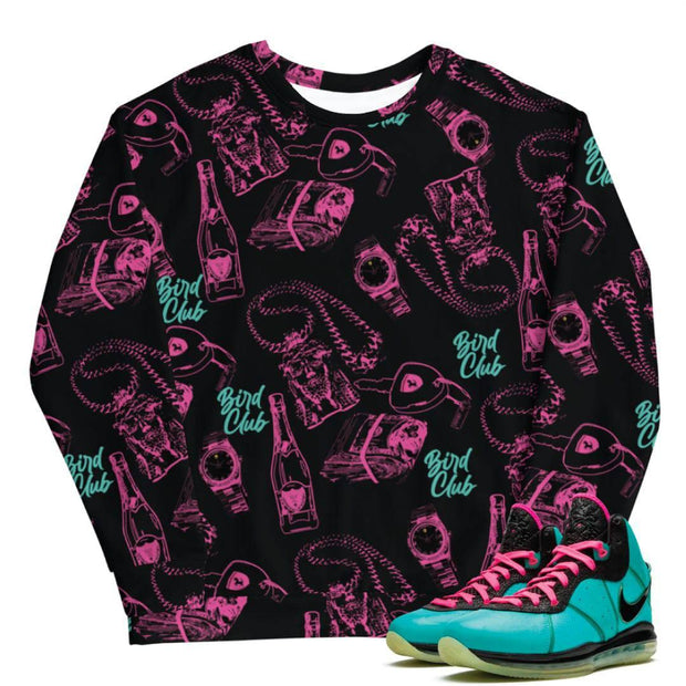Lebron 8 South Beach Crewneck sweater - Sneaker Tees to match Air Jordan Sneakers