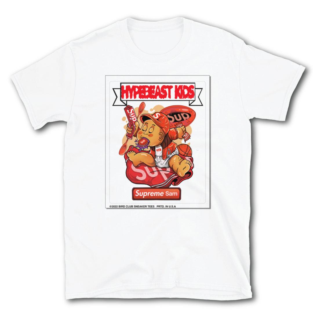 Hypebeast Kids Supreme Sam - Sneaker Tees to match Air Jordan Sneakers