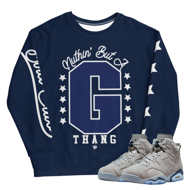 Retro 6 Georgetown Sweatshirt - Sneaker Tees to match Air Jordan Sneakers